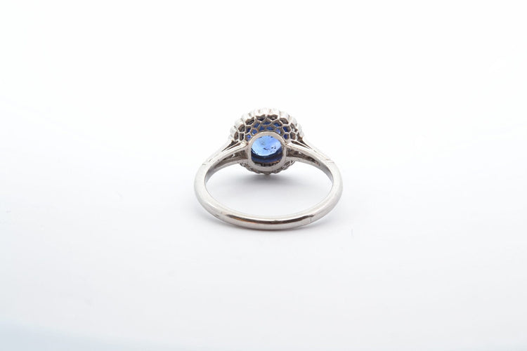 Bague 55 Bague en platine au saphir rond et diamants 58 Facettes 22712 25089