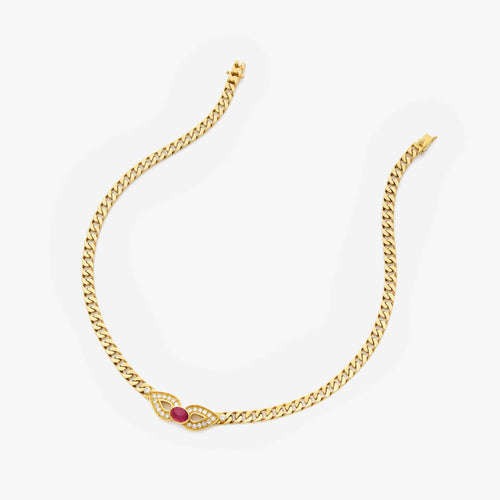 Collier Boucheron - Collier chaîne en or jaune 18k avec rubis et diamants 58 Facettes 22712