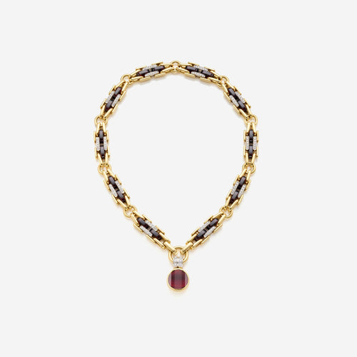 Collier Pomellato - Collier modulable en or jaune et blanc 18 ct, grenats et diamants 58 Facettes 22737