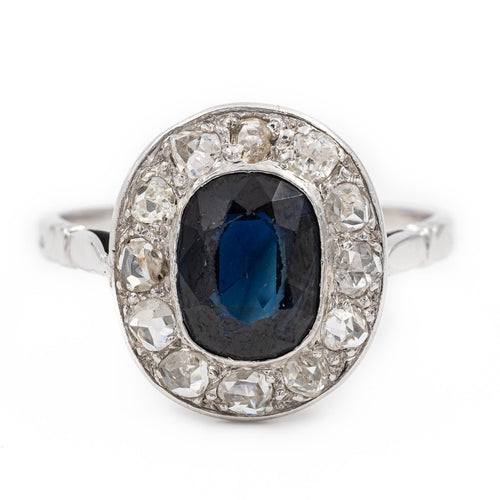 Bague 56 Bague Pompadour en or blanc 18 carats, saphir et diamants 58 Facettes 2282564CN