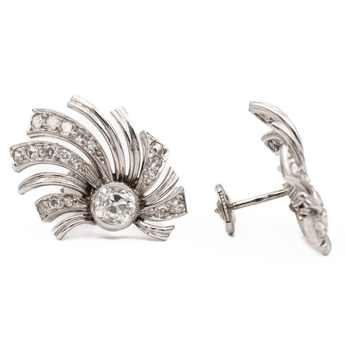 Boucles d'oreilles Boucles d'oreilles Art déco en or blanc 18 carats et diamants 58 Facettes 2308535CN