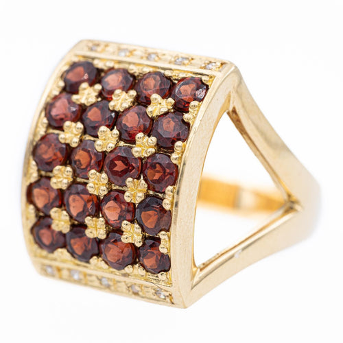 Bague 52 Bague cocktail en or jaune 18 carats grenats et diamants 58 Facettes 2308821CN