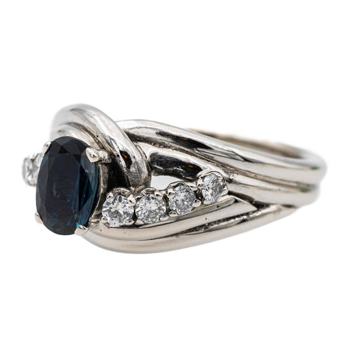 Bague 53 Bague Or blanc Saphir, Diamant 58 Facettes 2308979CN