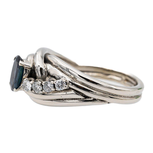 Bague 53 Bague Or blanc Saphir, Diamant 58 Facettes 2308979CN