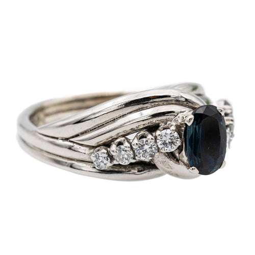 Bague 53 Bague Or blanc Saphir, Diamant 58 Facettes 2308979CN