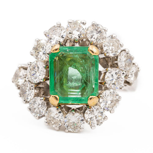 Bague 53 Bague Pompadour Or blanc, Platine Emeraude, Diamant 58 Facettes 2308981CN