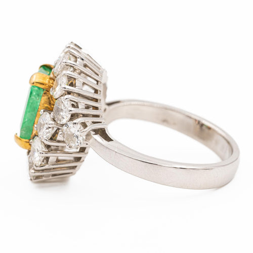 Bague 53 Bague Pompadour en or blanc 18 carats, platine, émeraude et diamants 58 Facettes 2308981CN