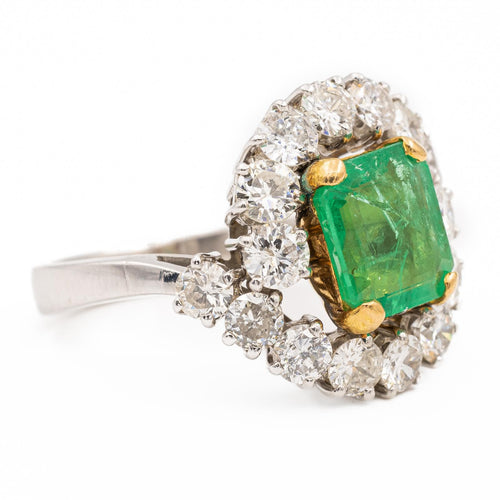 Bague 53 Bague Pompadour en or blanc 18 carats, platine, émeraude et diamants 58 Facettes 2308981CN