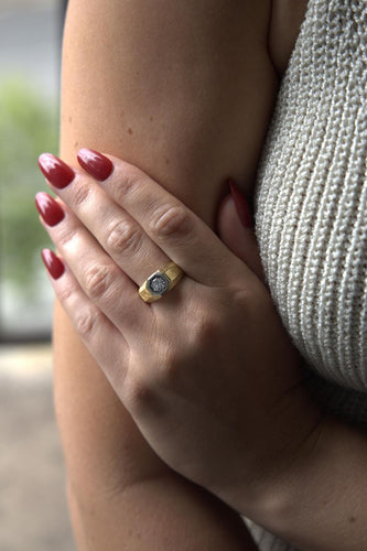 Bague 57 Bague solitaire en or jaune et or blanc 18 carats avec diamant 58 Facettes 2308983CN