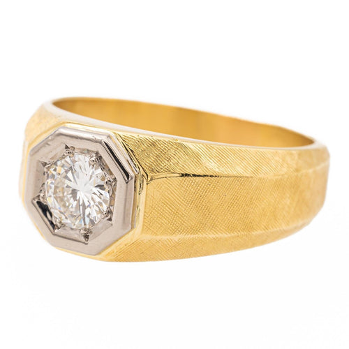 Bague 57 Bague solitaire en or jaune et or blanc 18 carats avec diamant 58 Facettes 2308983CN