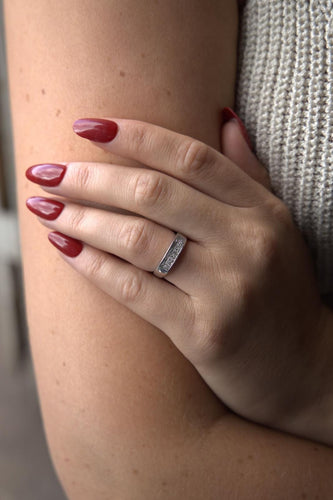 Bague 50 Bague bandeau en or blanc 18 carats et diamants 58 Facettes 2313082CN