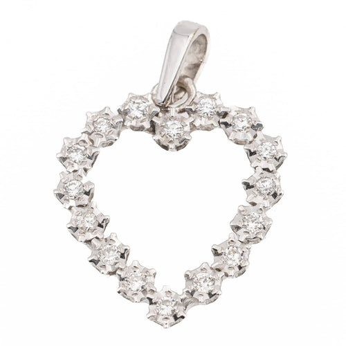 Pendentif Pendentif cœur en or blanc 18 carats et diamants 58 Facettes 2315026CN