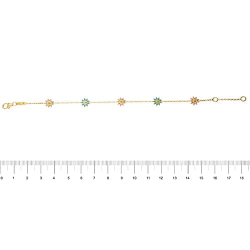 Bracelet Bracelet à fleurs émaillées en or jaune 18 kt 58 Facettes 23217