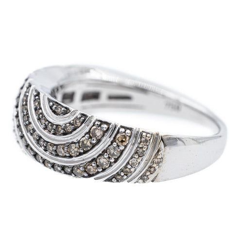 Bague 54 Bague en or blanc 18 carats sertie de diamants bruns et blancs 58 Facettes 2329117CN