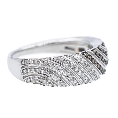 Bague 54 Bague en or blanc 18 carats sertie de diamants bruns et blancs 58 Facettes 2329117CN