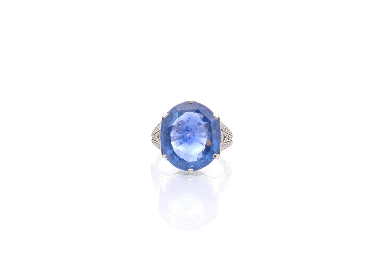 Bague 54 Bague en platine avec saphir de Ceylan et diamants 58 Facettes 23318 / 23216