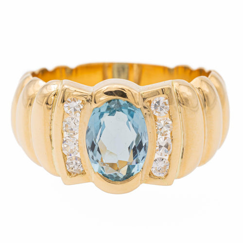 Bague 53 Bague bandeau en or jaune 18 carats avec topaze et diamants 58 Facettes 2381954CN