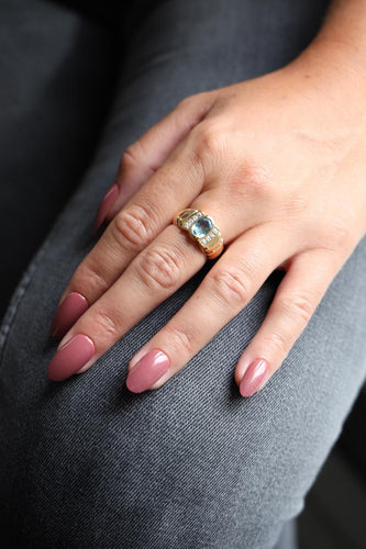 Bague 53 Bague bandeau en or jaune 18 carats avec topaze et diamants 58 Facettes 2381954CN