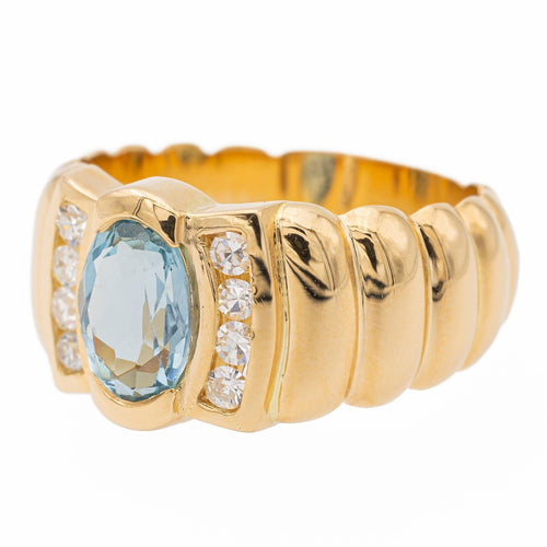 Bague 53 Bague Bandeau Or jaune Topaze, Diamant 58 Facettes 2381954CN