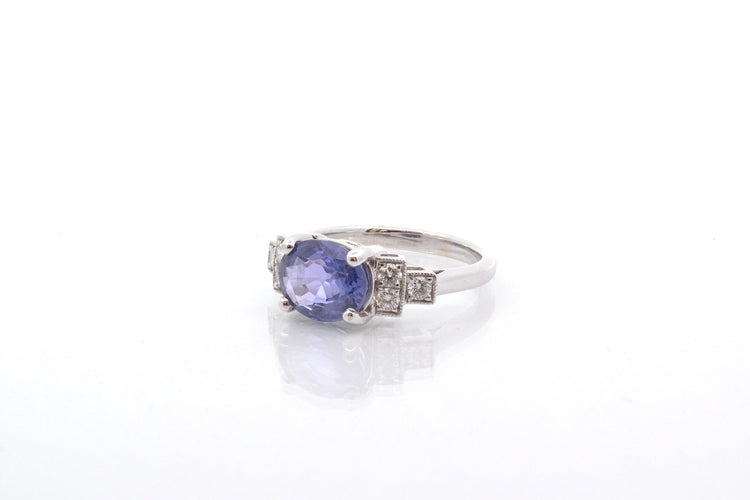 Bague 53 Bague en or blanc 18k au saphir de Ceylan et diamants 58 Facettes 23834 / 23852