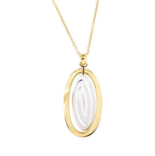 Collier Collier - Double pendentif ovale en or jaune et or blanc 18 carats 58 Facettes 23921