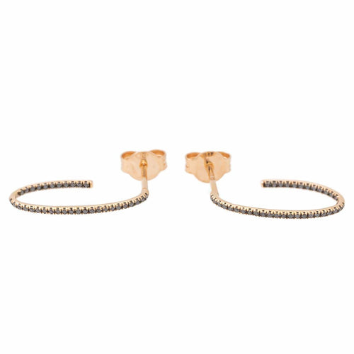 Boucles d'oreilles Ginette NY Ellipse - Boucles d'oreilles créoles en or rose et diamants noirs 58 Facettes 2394631CN
