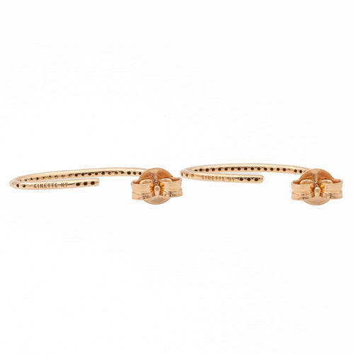 Boucles d'oreilles Ginette NY Ellipse - Boucles d'oreilles créoles en or rose et diamants noirs 58 Facettes 2394631CN