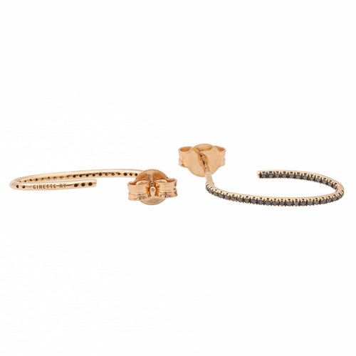 Boucles d'oreilles Ginette NY Ellipse - Boucles d'oreilles créoles en or rose et diamants noirs 58 Facettes 2394631CN