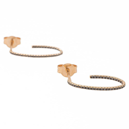 Boucles d'oreilles Ginette NY Ellipse - Boucles d'oreilles créoles en or rose et diamants noirs 58 Facettes 2394631CN