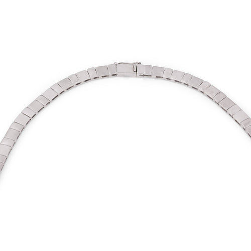 Collier Collier maillons carrés pavés en or gris 18k et diamants 58 Facettes 1