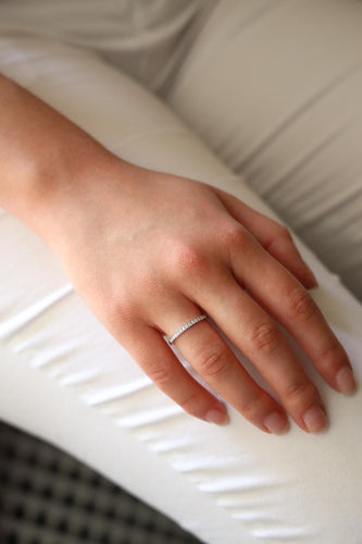 Bague 51 Bague Demi alliance Or blanc Diamant 58 Facettes 2403196CN