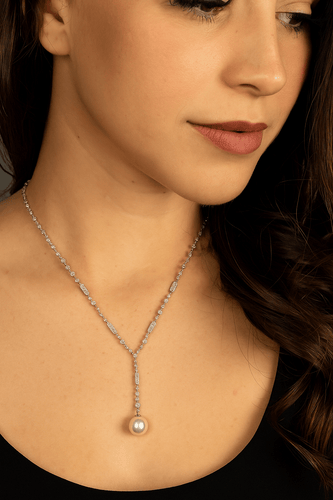 Collier Art déco - Collier pendentif en or blanc 18 carats avec diamants 58 Facettes