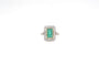 Bague 53 Bague rectangulaire en or jaune 18k et platine, émeraude et diamants 58 Facettes 24221 / 24039