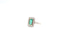 Bague 53 Bague rectangulaire en or jaune 18k et platine, émeraude et diamants 58 Facettes 24221 / 24039