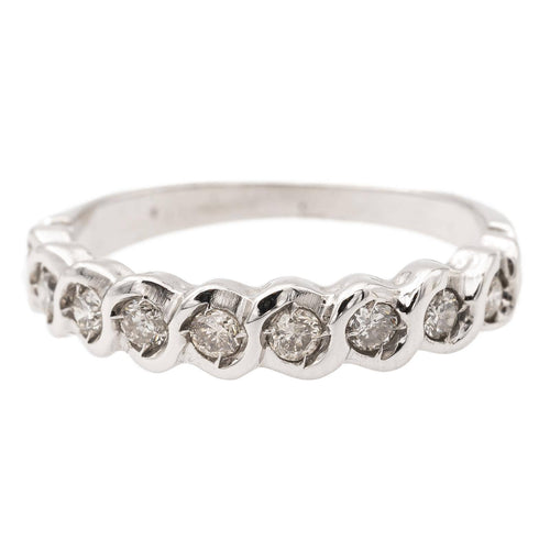 Bague 52 Bague demi-alliance en or blanc 18 carats et diamants 58 Facettes 2405915CN