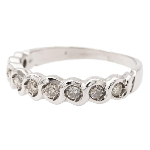 Bague 52 Bague demi-alliance en or blanc 18 carats et diamants 58 Facettes 2405915CN