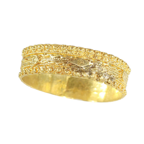 Bague 58 Alliance géorgienne ancienne vers 1820 en or jaune 18K 58 Facettes 24121-0309