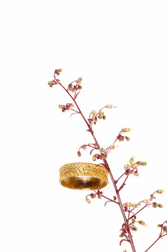 Bague 58 Alliance géorgienne ancienne vers 1820 en or jaune 18K 58 Facettes 24121-0309