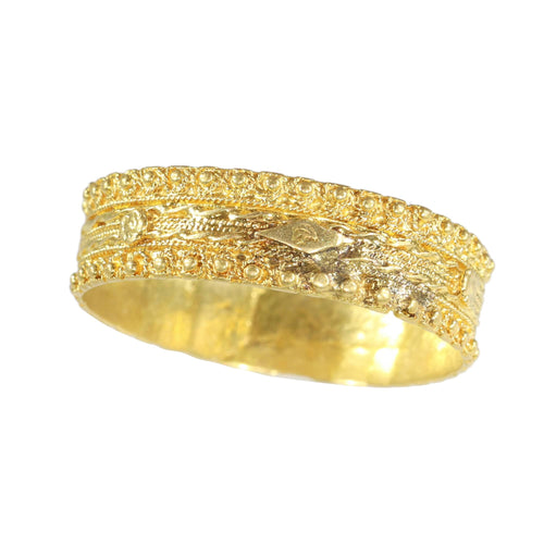 Bague 58 Alliance géorgienne ancienne vers 1820 en or jaune 18K 58 Facettes 24121-0309
