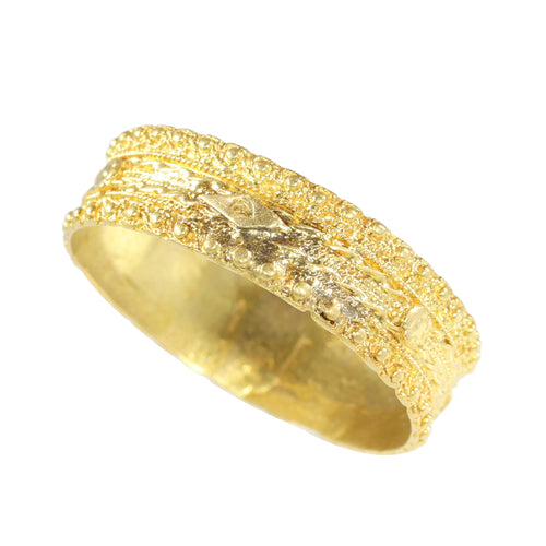 Bague 58 Alliance géorgienne ancienne vers 1820 en or jaune 18K 58 Facettes 24121-0309