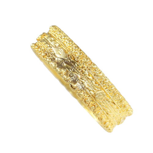 Bague 58 Alliance géorgienne ancienne vers 1820 en or jaune 18K 58 Facettes 24121-0309