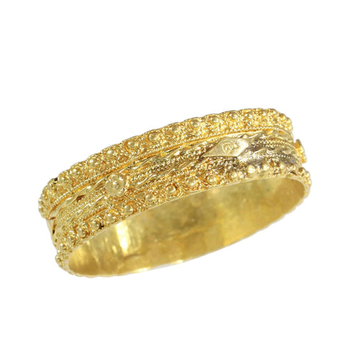 Bague 58 Alliance géorgienne ancienne vers 1820 en or jaune 18K 58 Facettes 24121-0309