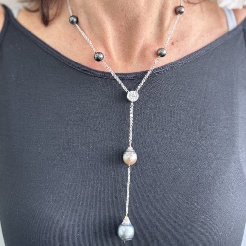 Collier Collier - Perles de Tahiti et diamants en or blanc 18 carats 58 Facettes 24122