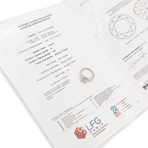 Bague 52 Bague solitaire en or blanc 18 carats avec diamant taille brillant 58 Facettes 2414341CN