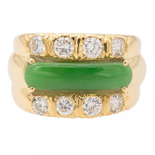 Bague 50 Bague Or jaune Jade jadéite, Diamant 58 Facettes 2432017CN