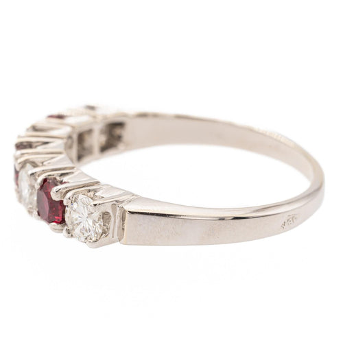 Bague 54 Bague demi alliance Or blanc Rubis, Diamant 58 Facettes 2432020CN