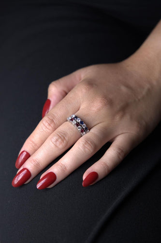 Bague 54 Bague demi-alliance en or blanc 18 carats, rubis et diamants 58 Facettes 2432020CN