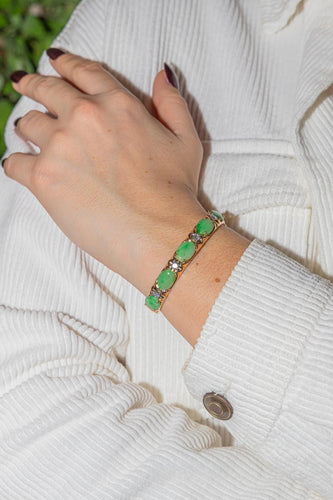 Bracelet Bracelet Jonc Or jaune Jade jadéite, Diamant 58 Facettes 2432026CN