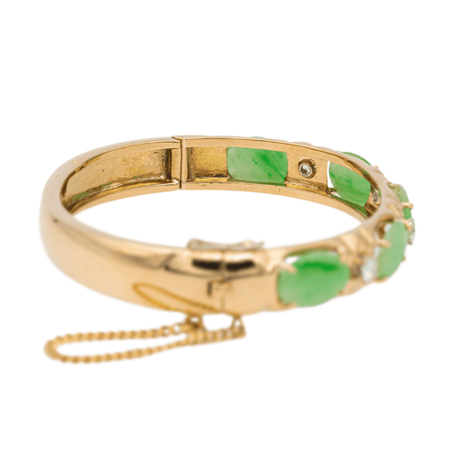 Bracelet Bracelet jonc en or jaune 18 carats avec jade jadéite et diamants 58 Facettes 2432026CN