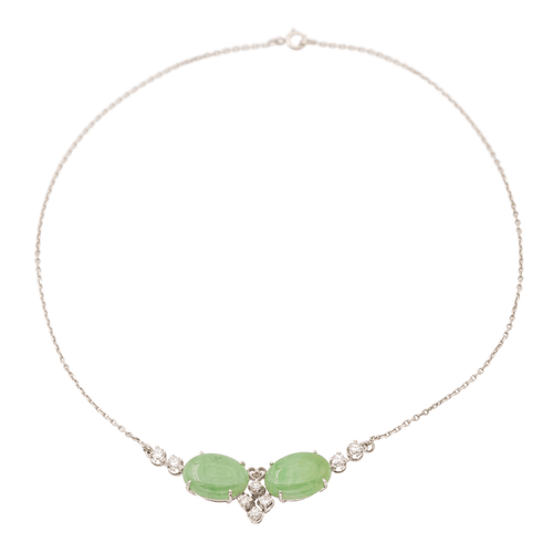 Collier Collier en or blanc 18 carats avec jades jadéite et diamants 58 Facettes 2432041CN